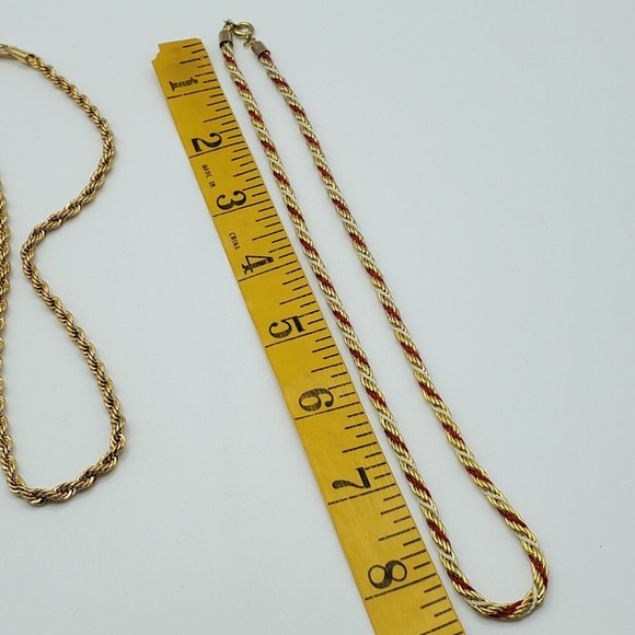 Twisted Rope Chain Necklace and Bracelet Gold Red Tone Womens Fashion Jewelry - Picture 7 of 10